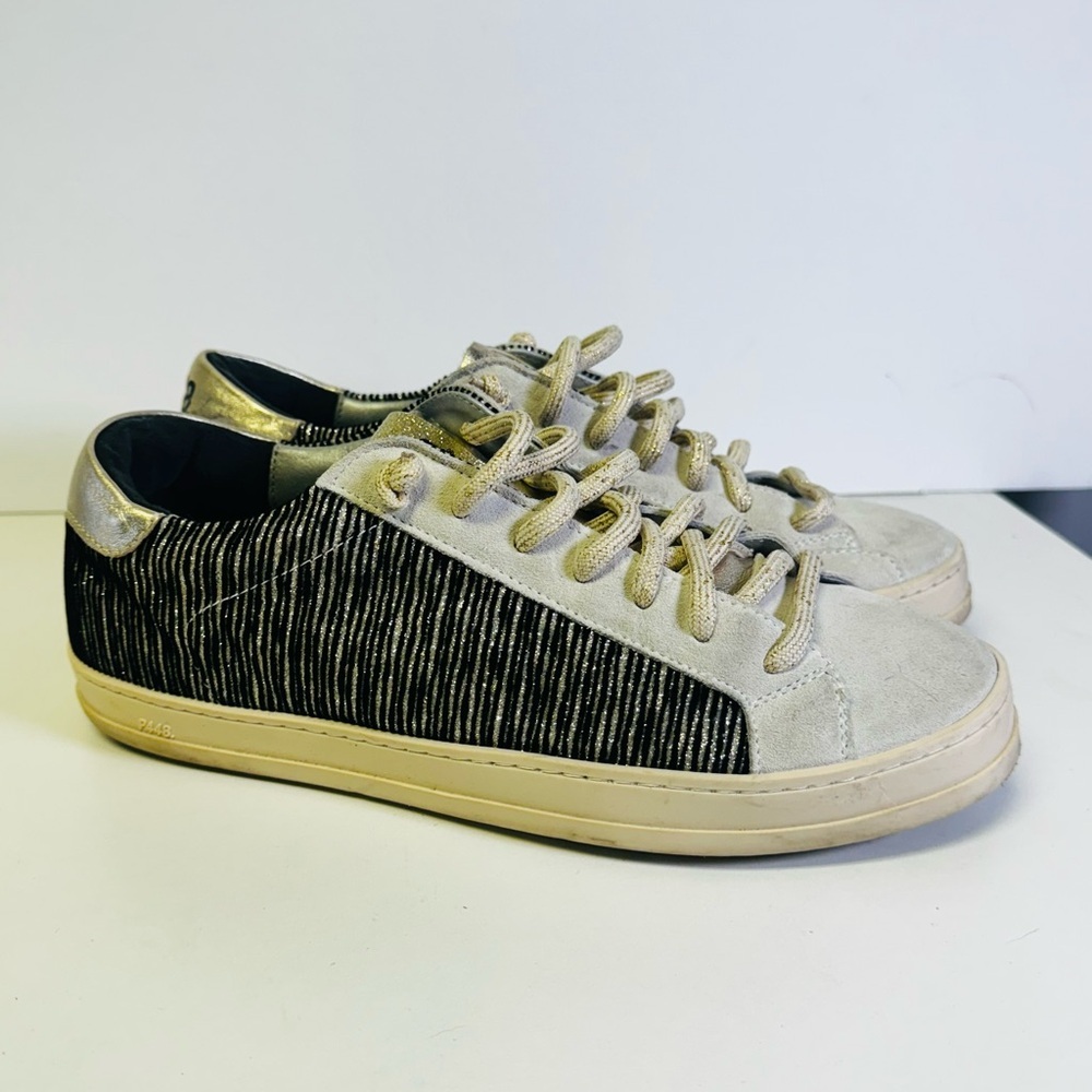 P448 Women's John Pink Python-Printed Leather Italian Sneaker Size 41/10.5